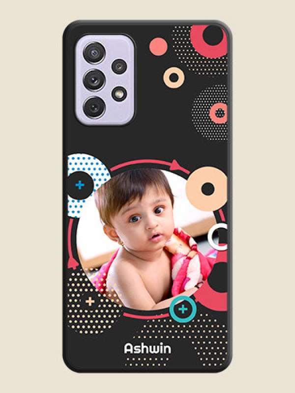 Custom Multicoloured Round Image on Personalised Space Black Soft Matte Cases - Galaxy A72