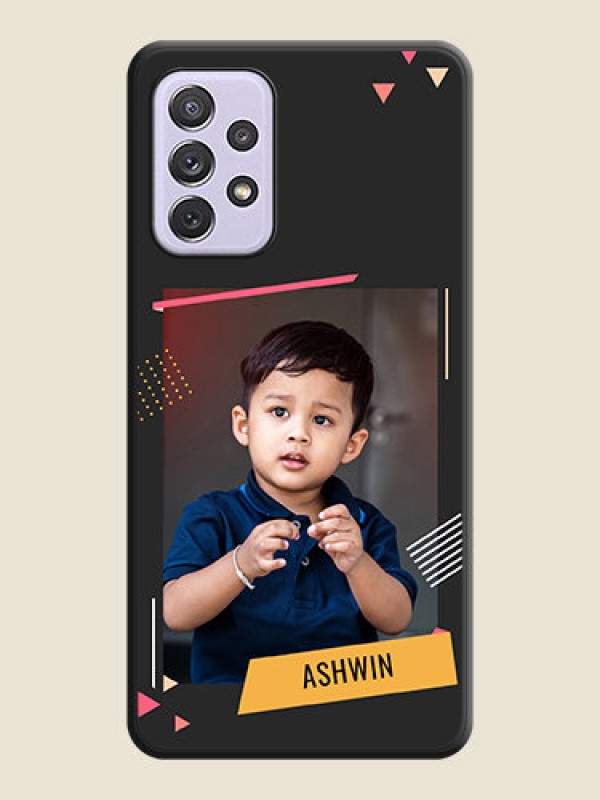 Custom Photo Frame with Triangle Small Dots on Photo on Space Black Soft Matte Back Cover - Galaxy A72