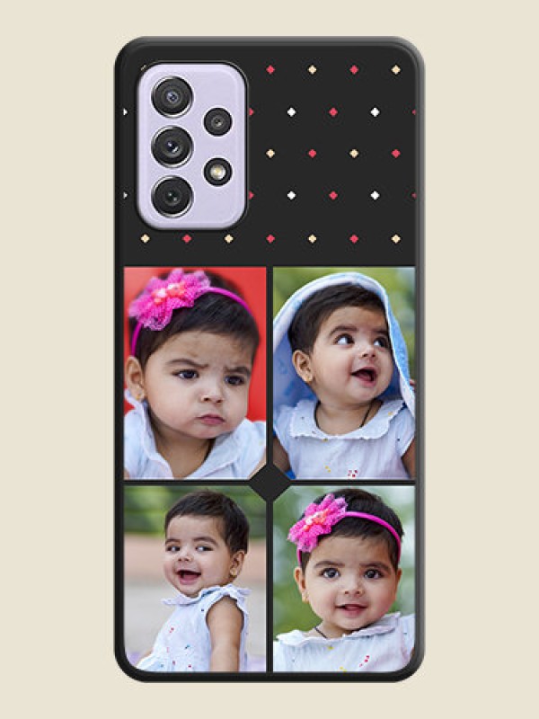 Custom Multicolor Dotted Pattern with 4 Image Holder on Space Black Custom Soft Matte Phone Cases - Galaxy A72