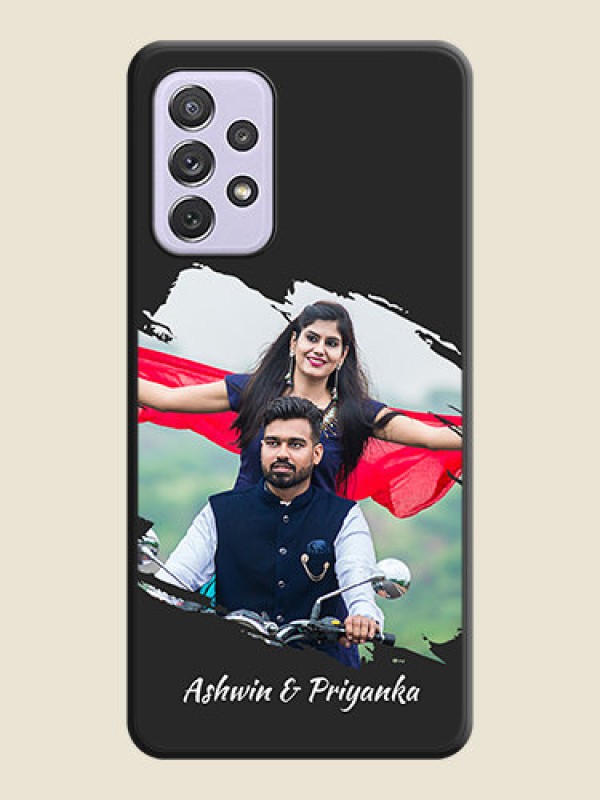 Custom Grunge Brush Strokes on Photo on Space Black Soft Matte Back Cover - Galaxy A72