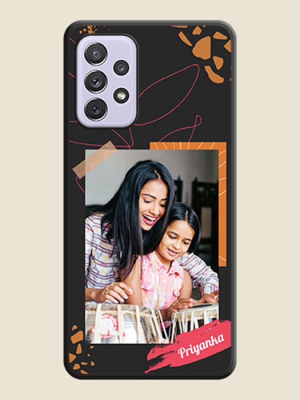 Custom Orange Photo Frame on Space Black Custom Soft Matte Phone Back Cover - Galaxy A72