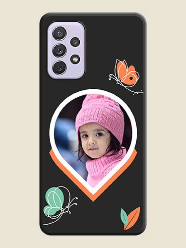 Custom Upload Pic With Simple Butterly Design On Space Black Personalized Soft Matte Phone Covers -Samsung Galaxy A72