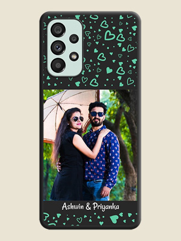 Custom Sea Green Indefinite Love Pattern on Photo on Space Black Soft Matte Mobile Cover - Galaxy A73 5G