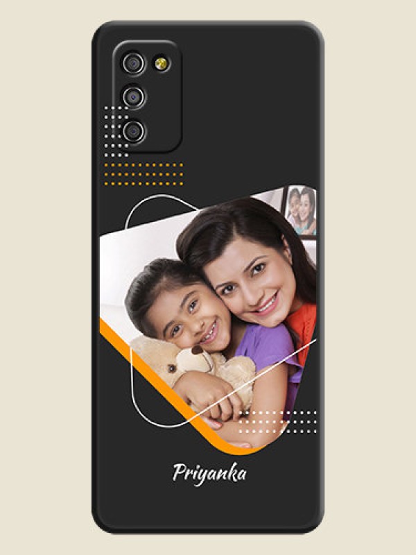 Custom Yellow Triangle on Photo on Space Black Soft Matte Phone Cover - Galaxy F02s