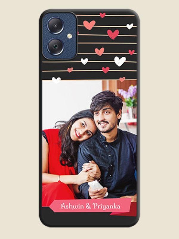 Custom Love Pattern with Name on Pink Ribbon on Photo On Space Black Custom Soft Matte Mobile Back Cover - Galaxy F05