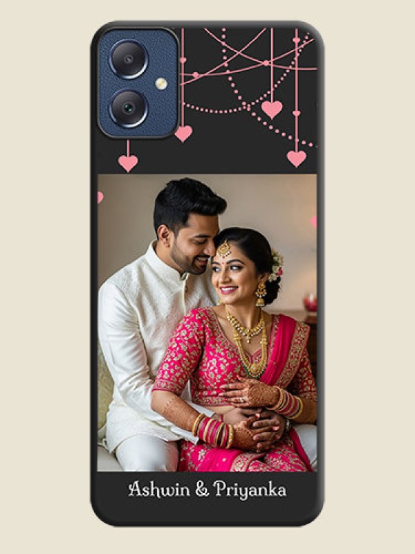 Custom Pink Love Hangings with Text On Space Black Custom Soft Matte Mobile Back Cover - Galaxy F05