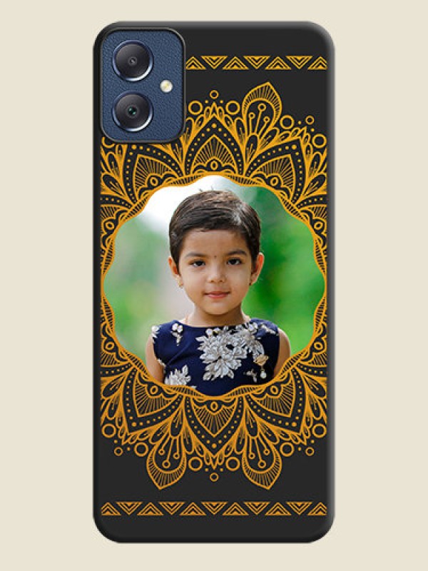 Custom Round Image with Floral Design On Space Black Custom Soft Matte Mobile Back Cover - Galaxy F05