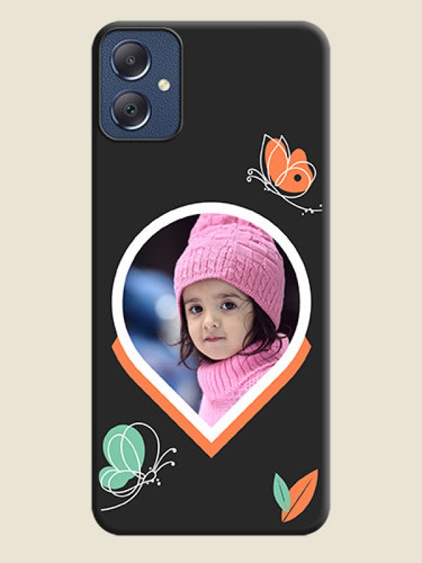 Custom Upload Pic With Simple Butterly Design On Space Black Custom Soft Matte Mobile Back Cover - Galaxy F05