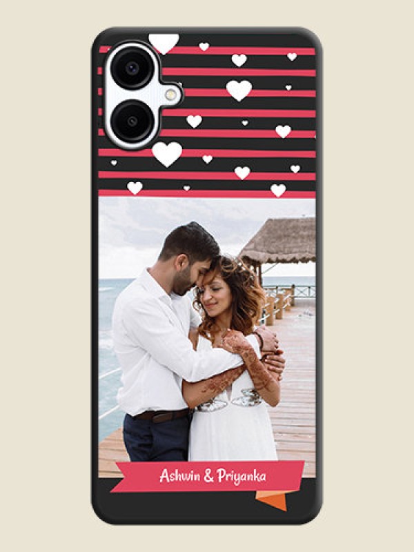 Custom White Color Love Symbols with Pink Lines Pattern On Space Black Custom Soft Matte Mobile Back Cover - Galaxy F06