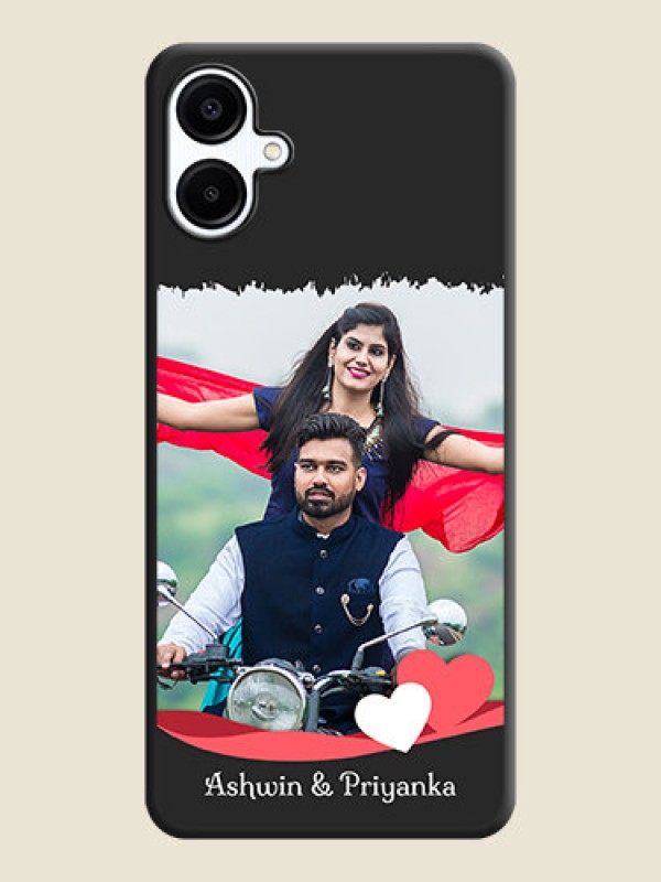 Custom Pin Color Love Shaped Ribbon Design with Text On Space Black Custom Soft Matte Mobile Back Cover - Galaxy F06