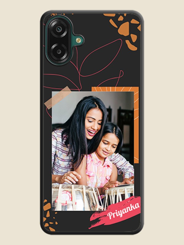 Custom Orange Photo Frame On Space Black Custom Soft Matte Mobile Back Cover - Samsung Galaxy F07
