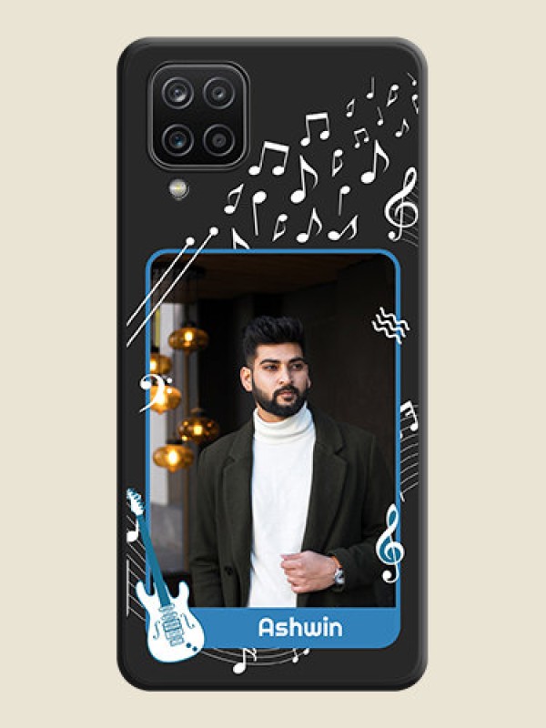Custom Musical Theme Design with Text on Photo on Space Black Soft Matte Mobile Case - Galaxy F12