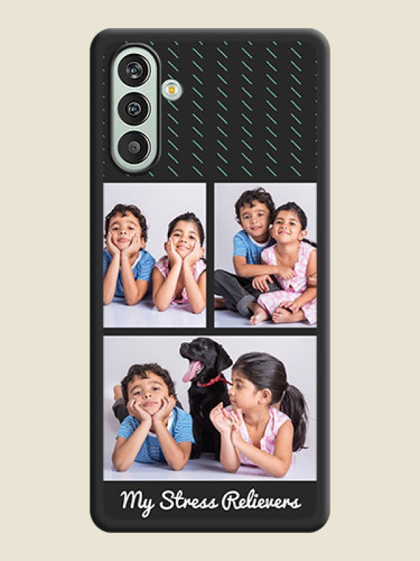 Custom Cross Dotted Pattern with 2 Image Holder  on Personalised Space Black Soft Matte Cases - Xamsung Galaxy F13 