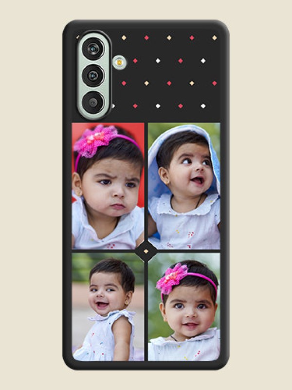 Custom Multicolor Dotted Pattern with 4 Image Holder on Space Black Custom Soft Matte Phone Cases - Xamsung Galaxy F13 