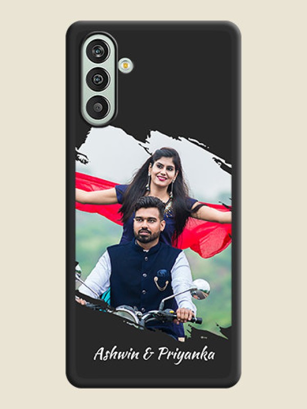 Custom Grunge Brush Strokes on Photo on Space Black Soft Matte Back Cover - Xamsung Galaxy F13 