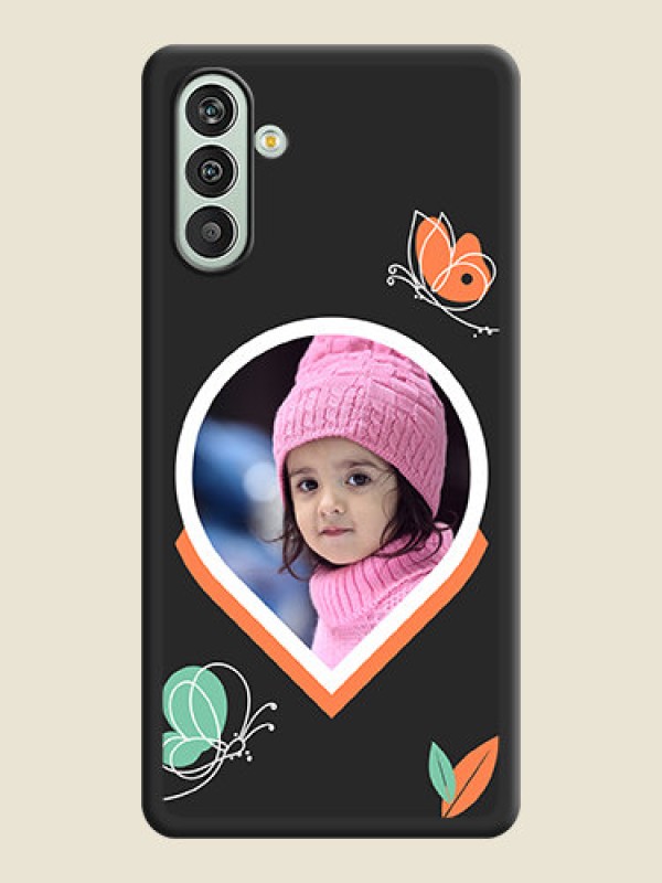 Custom Upload Pic With Simple Butterly Design On Space Black Personalized Soft Matte Phone Covers -Samsung Galaxy F13