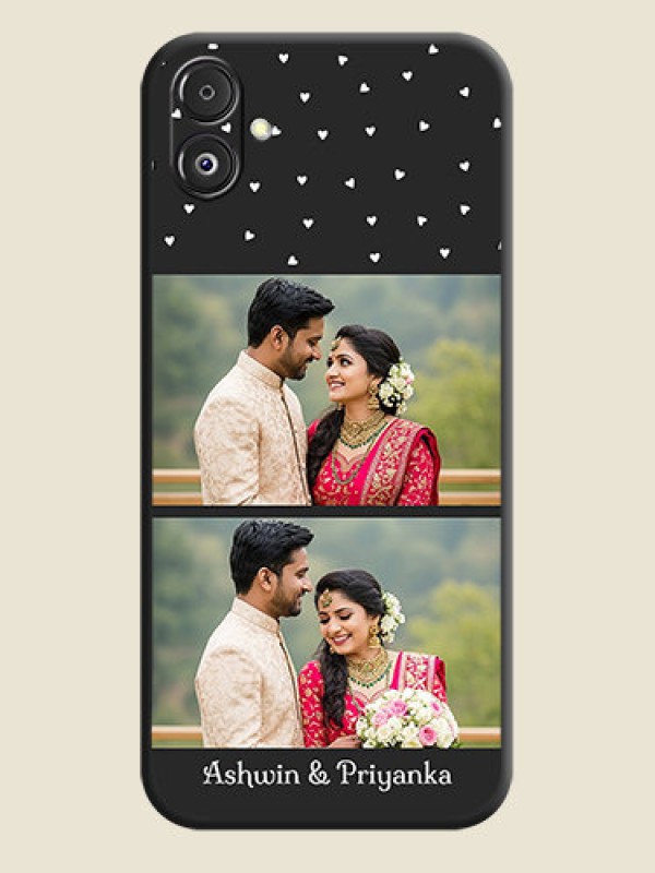 Custom Miniature Love Symbols with Name on Space Black Custom Soft Matte Back Cover - Galaxy F14 5G