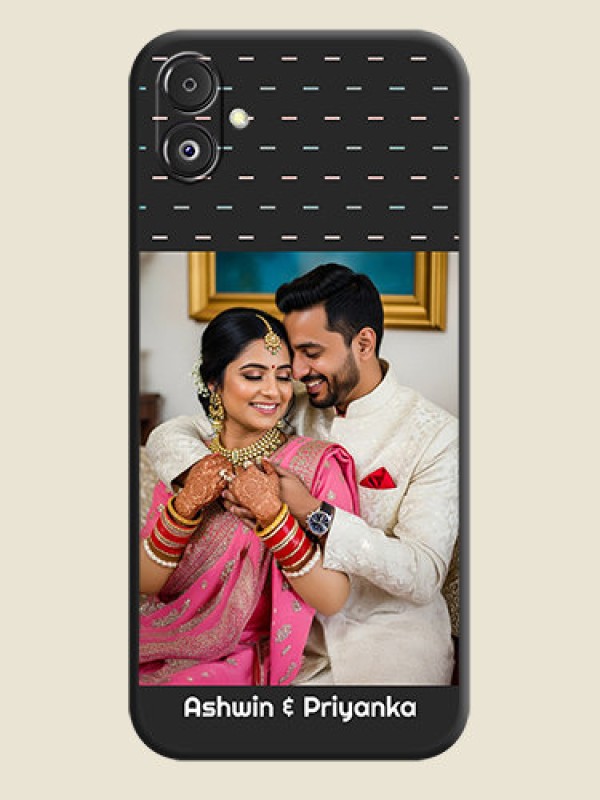 Custom Line Pattern Design with Text on Space Black Custom Soft Matte Phone Back Cover - Galaxy F14 5G