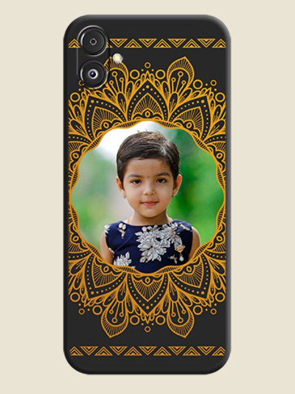 Custom Round Image with Floral Design - Photo on Space Black Soft Matte Mobile Cover - Galaxy F14 5G