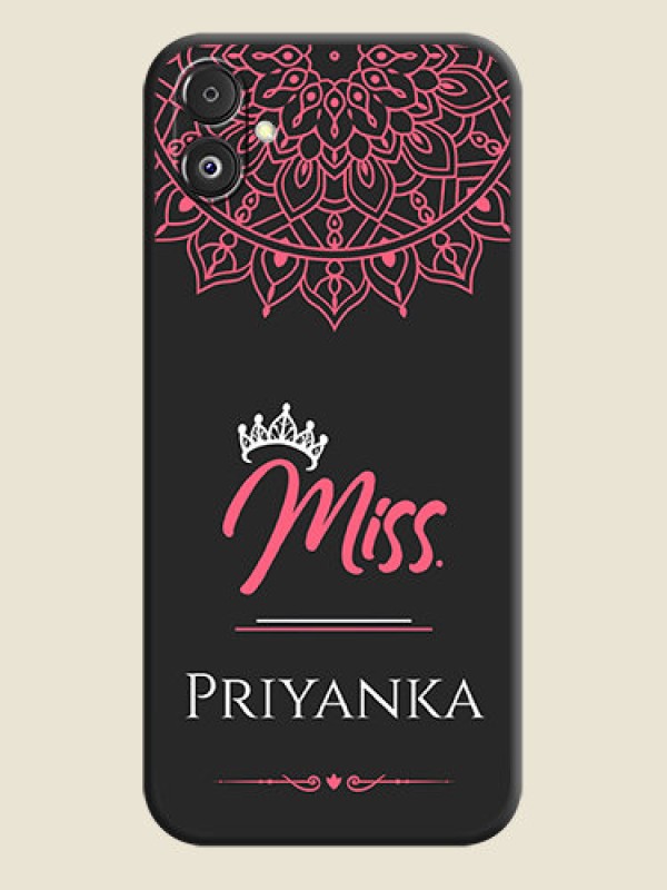 Custom Mrs Name with Floral Design on Space Black Personalized Soft Matte Phone Covers - Galaxy F14 5G