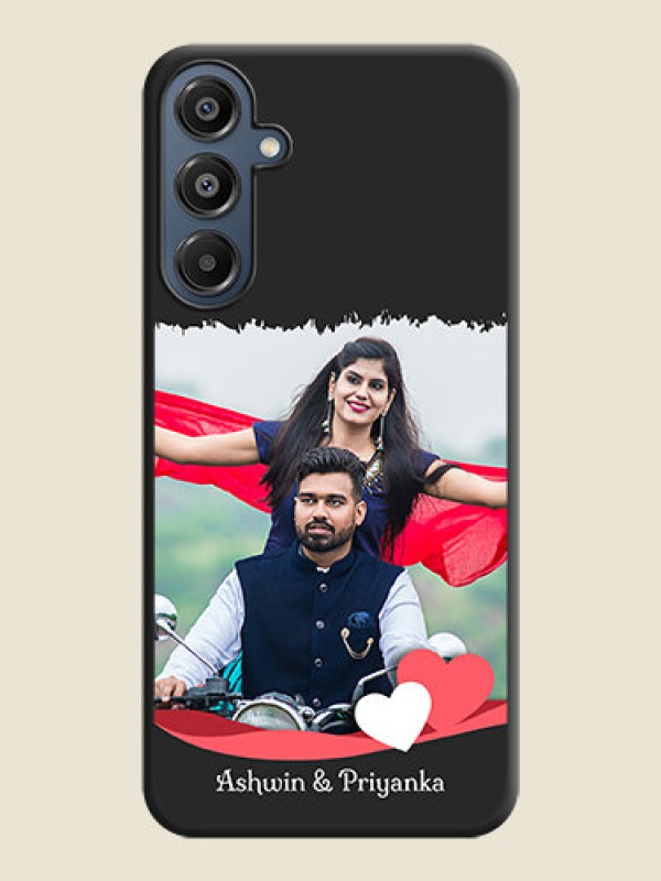 Custom Pin Color Love Shaped Ribbon Design with Text On Space Black Custom Soft Matte Mobile Back Cover - Galaxy F16 5G