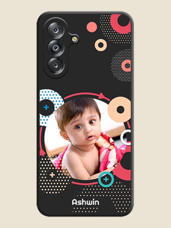 Custom Multicoloured Round Image On Space Black Custom Soft Matte Mobile Back Cover - Samsung Galaxy F17 5G