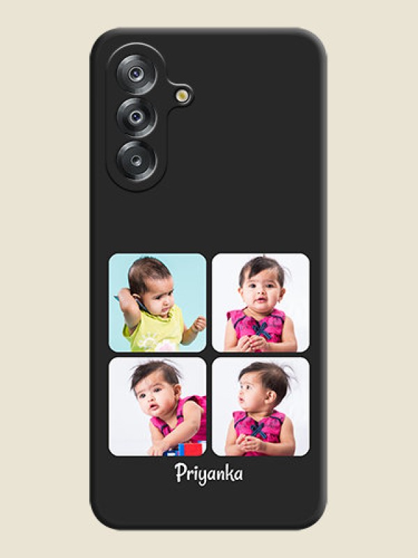 Custom Floral Art with 6 Image Holder on Photo On Space Black Custom Soft Matte Mobile Back Cover - Samsung Galaxy F17 5G