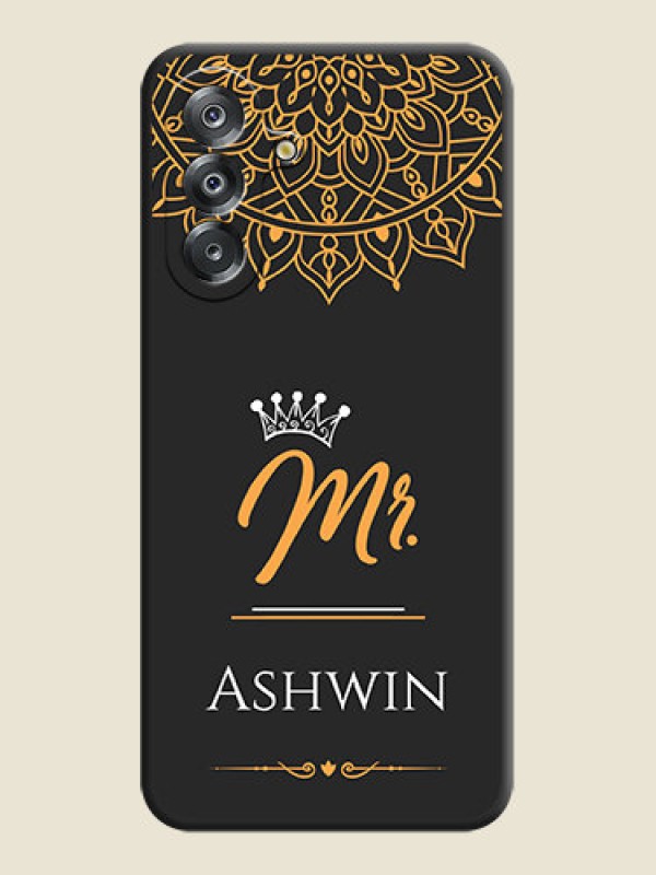 Custom Mr Name with Floral Design On Space Black Custom Soft Matte Mobile Back Cover - Samsung Galaxy F17 5G