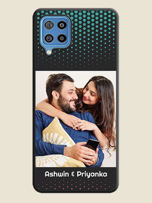 Custom Faded Dots with Grunge Photo Frame and Text on Space Black Custom Soft Matte Phone Cases - Galaxy F22