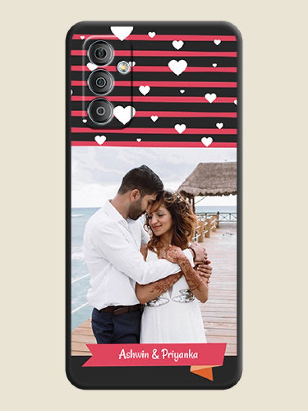 Custom White Color Love Symbols with Pink Lines Pattern on Space Black Custom Soft Matte Phone Cases - Galaxy F23