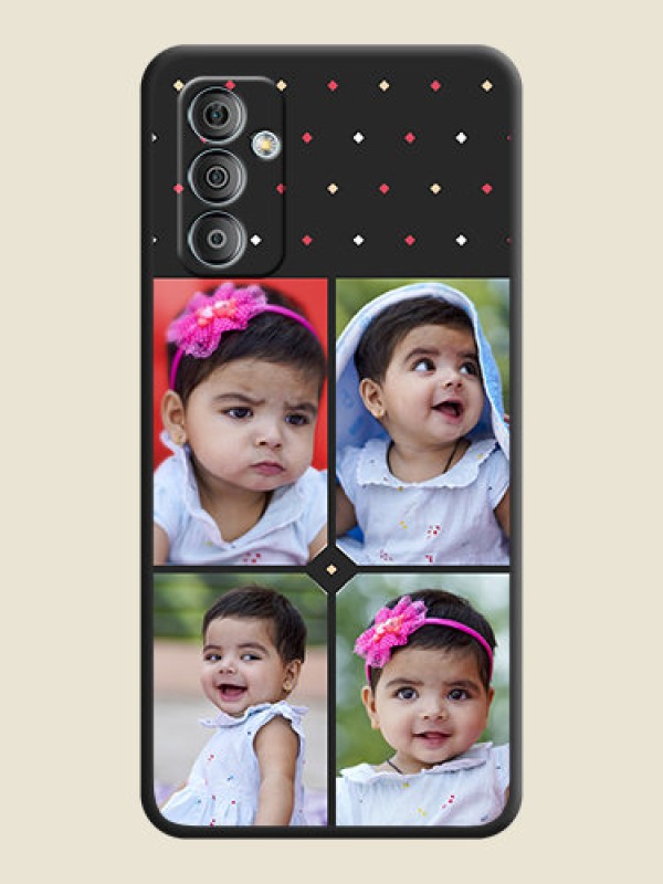 Custom Multicolor Dotted Pattern with 4 Image Holder on Space Black Custom Soft Matte Phone Cases - Galaxy F23