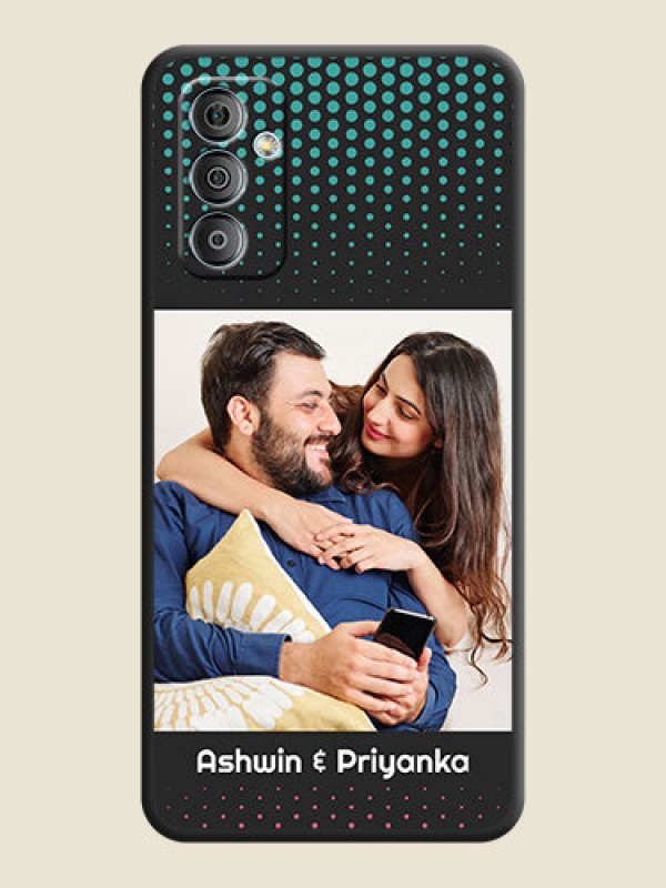 Custom Faded Dots with Grunge Photo Frame and Text on Space Black Custom Soft Matte Phone Cases - Galaxy F23