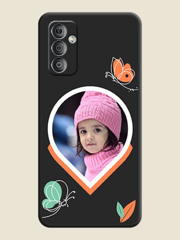 Custom Upload Pic With Simple Butterly Design On Space Black Personalized Soft Matte Phone Covers -Samsung Galaxy F23