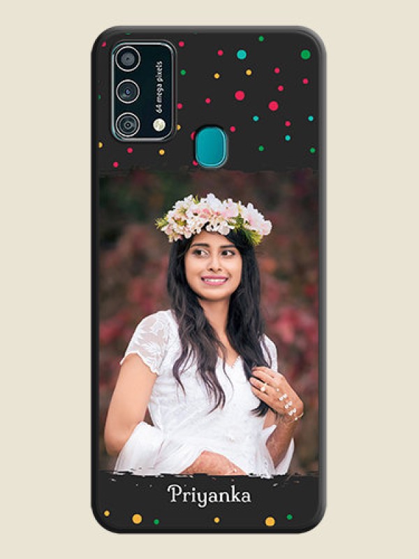 Custom Multicolor Dotted Pattern with Text on Space Black Custom Soft Matte Phone Back Cover - Galaxy F41