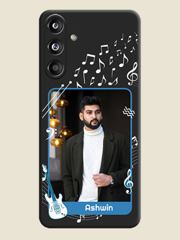 Custom Musical Theme Design with Text on Photo On Space Black Custom Soft Matte Mobile Back Cover - Galaxy F55 5G
