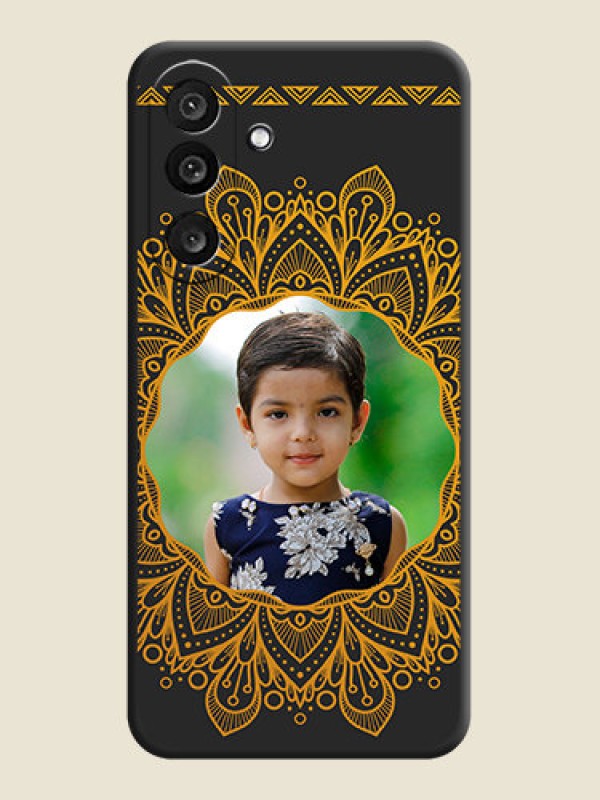 Custom Round Image with Floral Design On Space Black Custom Soft Matte Mobile Back Cover - Samsung Galaxy F56 5G