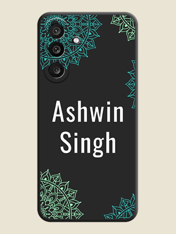 Custom Your Name with Floral Design On Space Black Custom Soft Matte Mobile Back Cover - Samsung Galaxy F56 5G