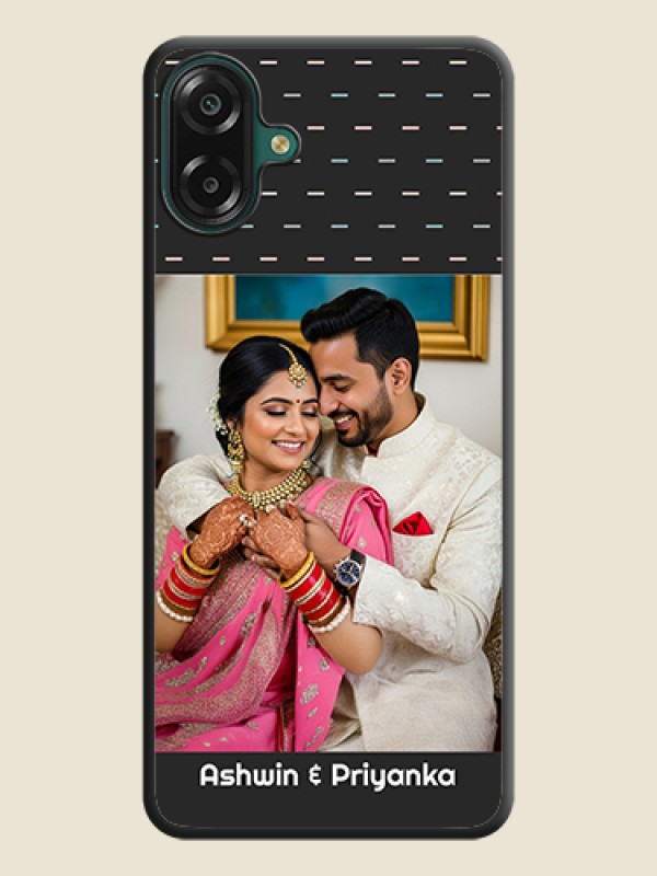 Custom Line Pattern Design with Text On Space Black Custom Soft Matte Mobile Back Cover - Samsung Galaxy F70e 5G