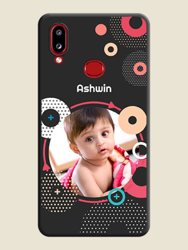 Custom Multicoloured Round Image on Personalised Space Black Soft Matte Cases - Samsung Galaxy M01s