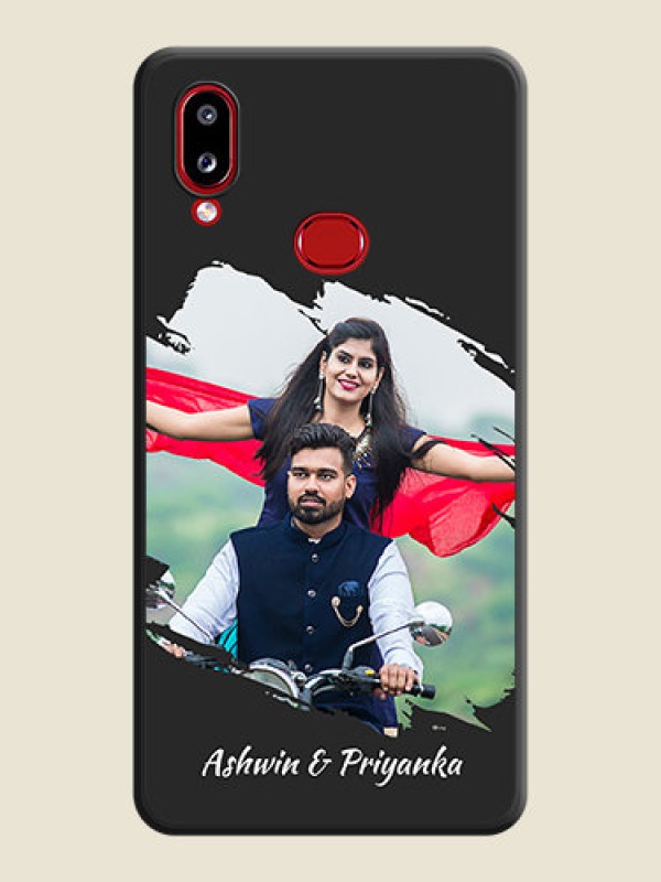 Custom Grunge Brush Strokes on Photo on Space Black Soft Matte Back Cover - Samsung Galaxy M01s