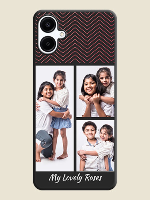 Custom Wave Pattern with 3 Image Holder On Space Black Custom Soft Matte Mobile Back Cover - Galaxy M06