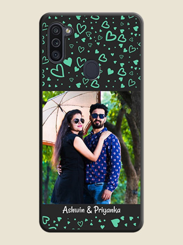 Custom Sea Green Indefinite Love Pattern on Photo on Space Black Soft Matte Mobile Cover - Galaxy M11