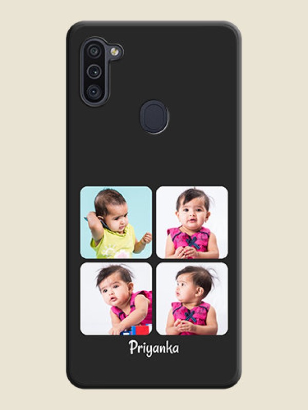 Custom Floral Art with 6 Image Holder on Photo on Space Black Soft Matte Mobile Case - Galaxy M11
