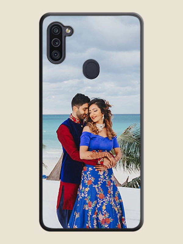 Custom Full Single Pic Upload On Space Black Personalized Soft Matte Phone Covers -Samsung Galaxy M11