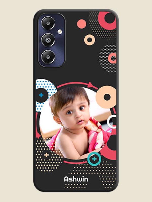 Custom Multicoloured Round Image on Personalised Space Black Soft Matte Cases - Galaxy M14 4G