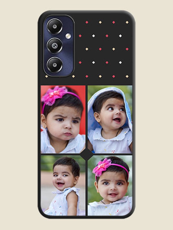 Custom Multicolor Dotted Pattern with 4 Image Holder on Space Black Custom Soft Matte Phone Cases - Galaxy M14 4G