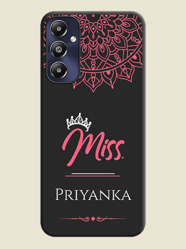 Custom Mrs Name with Floral Design on Space Black Personalized Soft Matte Phone Covers - Galaxy M14 4G