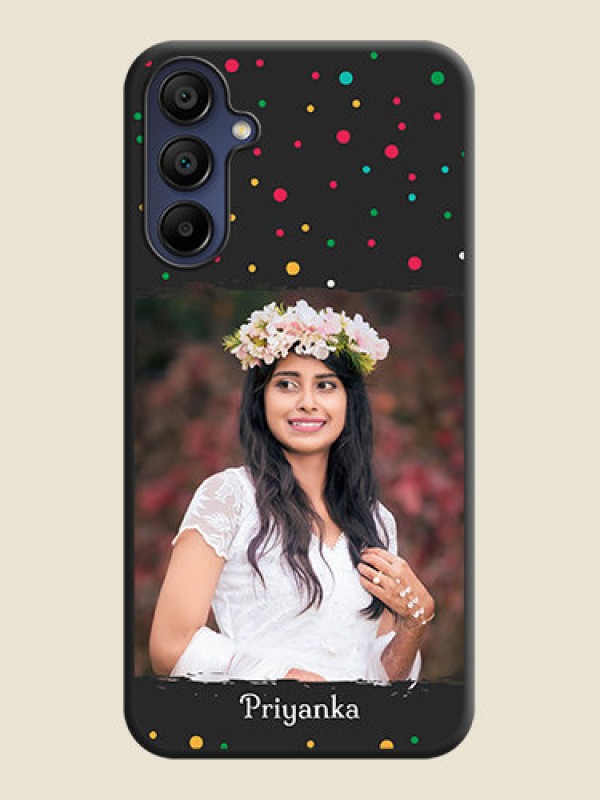 Custom Multicolor Dotted Pattern with Text on Space Black Custom Soft Matte Phone Back Cover - Galaxy M15 5G