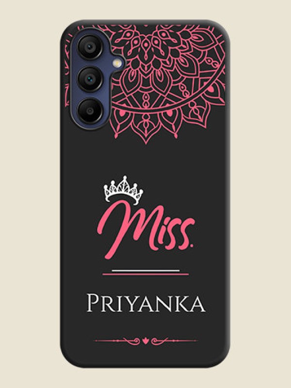 Custom Mrs Name with Floral Design on Space Black Personalized Soft Matte Phone Covers - Galaxy M15 5G