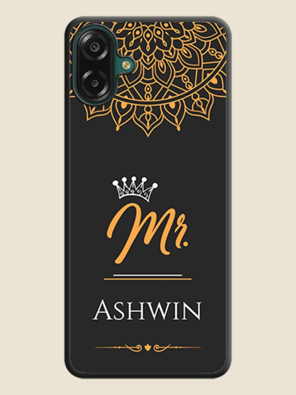 Custom Mr Name with Floral Design On Space Black Custom Soft Matte Mobile Back Cover - Samsung Galaxy M17e